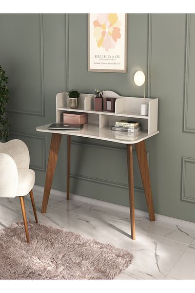 ARTLY Multipurpose table with shelves for living rooms, bedrooms, and home entrances, off-white color, 120*99.5*60