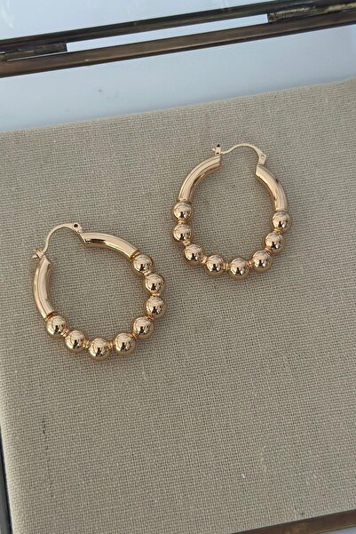 MyladyAccessoriess Topçuk Detaylı Çelik Halka Küpe