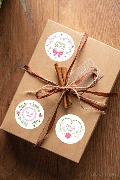 Sticker Ekspres Roza cvetna etiketa zahvalnosti i nalepnica proizvoda