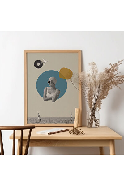 UNT Pictură de artă modernă cu rama din lemn