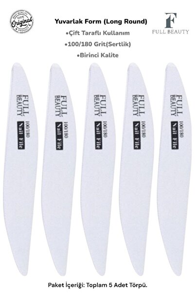 Full Beauty 5 Adet Çift Taraflı Kağıt Tırnak Törpüsü - 100/180 Grit - Protez ...
