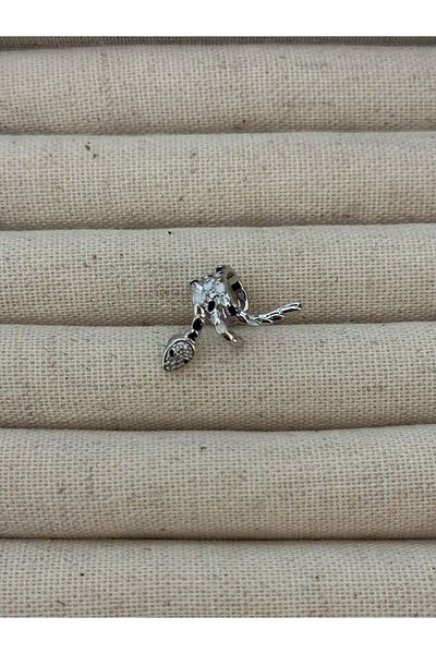 MyladyAccessoriess Black and White Enamel Snake Cartilage Earrings Silver