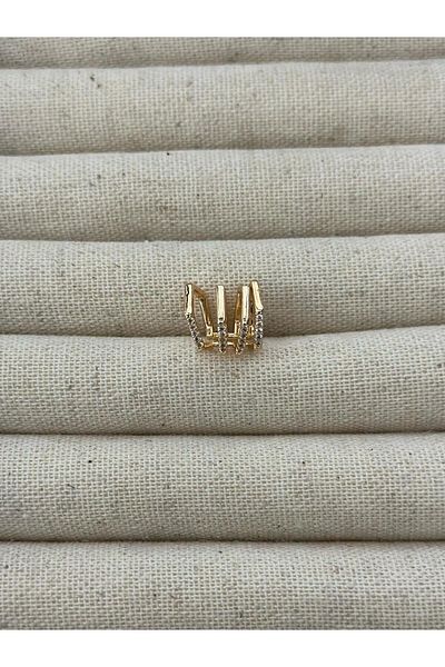MyladyAccessoriess Special Series Zircon Stone Detailed Square Appearance Cartilage Earrings Silver