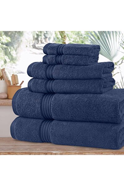 Comfy 550 GSM Set of 6 100% Cotton Towel Set - Blue
