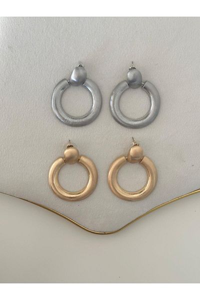 MyladyAccessoriess Silver Color Circle Earrings - Matte Plate, Brass Plated