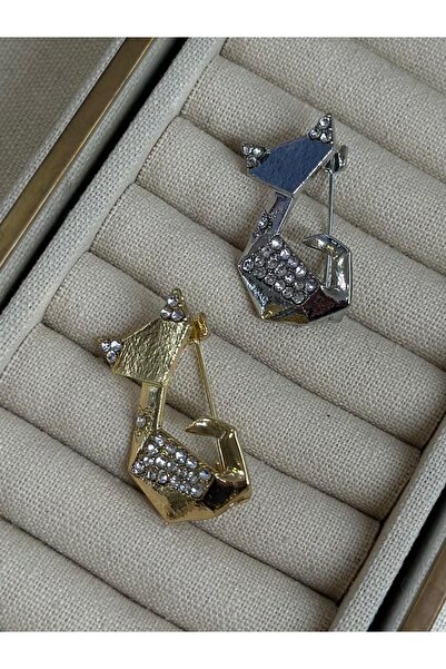 MyladyAccessoriess Zirkon Taş Detaylı Kedi Broş Gümüş