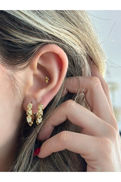 MyladyAccessoriess Güneş Ve Zirkon Taş Detay Görünüm Çelik Halka Küpe