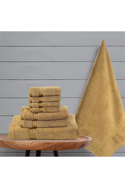 Comfy 8 Piece 100% Combed Cotton 550 GSM Highly Absorbent Towel Set - Beige