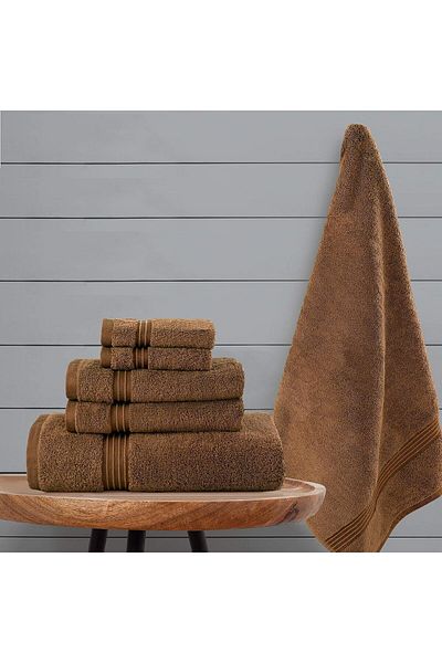 Comfy 550 GSM Set of 6 100% Cotton Towel Set - Brown