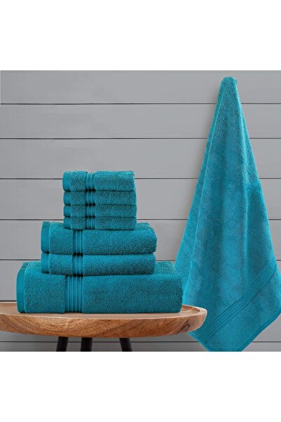 Comfy 8 Piece 100% Combed Cotton 550 GSM Highly Absorbent Towel Set - Blue