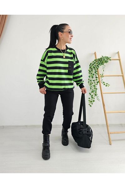 6 butik altı üstü butik Striped Pocket Detail Sweatshirt