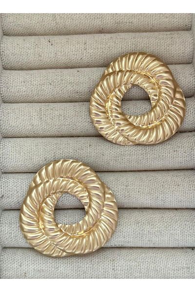 MyladyAccessoriess Silver Color Circle Earrings - Matte Plate Pattern, Brass Plated