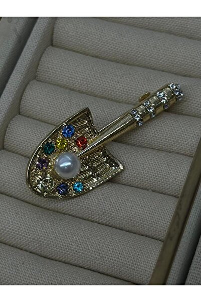 MyladyAccessoriess Renkli Zirkon Taş Ve İnci Detaylı Kürek Broş