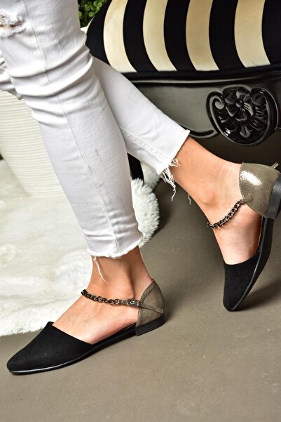 Fox Shoes Fekete/platina női balerina B 726024402