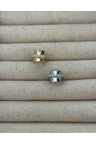 MyladyAccessoriess Silver Color Cartilage Earrings - Brass Plated with Thick Plate and Zircon Stone Detail