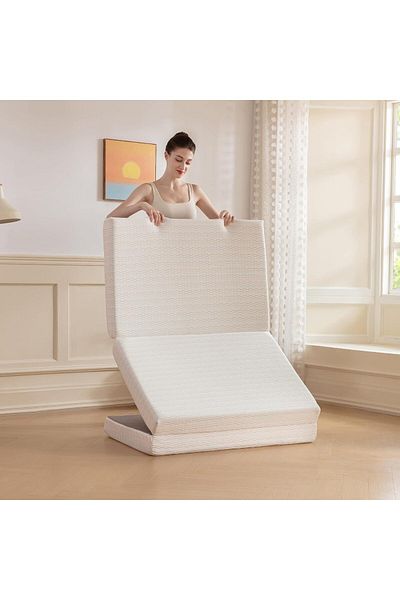 Comfy Portable White Satin  180x90x10cm Medicated Folding Mattress