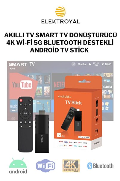 Genel Markalar Akıllı Tv Dönüştürücü 4k Wifi 5g Bluetooth Android Box TV Stick