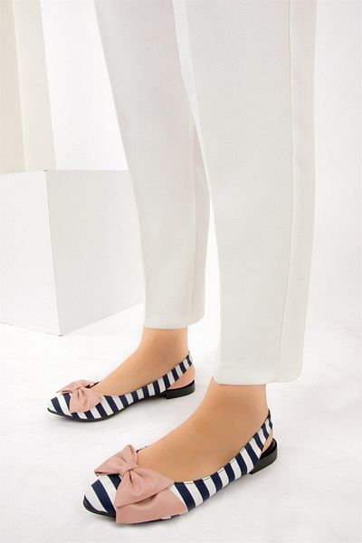 Fox Shoes Sötétkék/fehér/púderes női balerina D 726774404