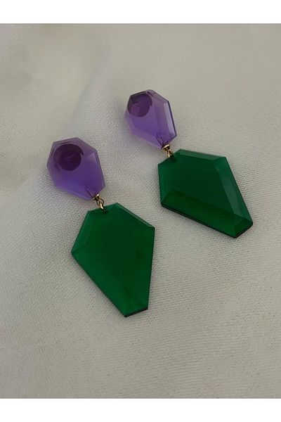 MyladyAccessoriess سلسلة خاصة بلونين أقراط متدلية ملونة باللون الأصفر
