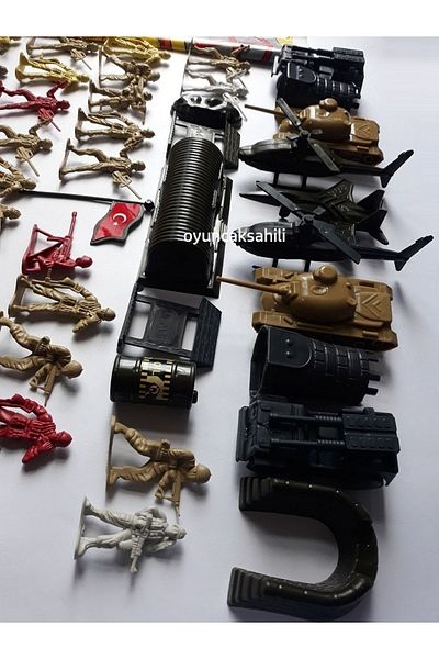 OYUNCAKSAHİLİ Tank Soldier Play Mat 50+20 Pieces 2 Packs Commando Airplane Castle Toy Large 70 Pieces