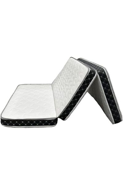 Comfy Portable White Knitted 180x90x10cm Medicated Folding Mattress with Black Border