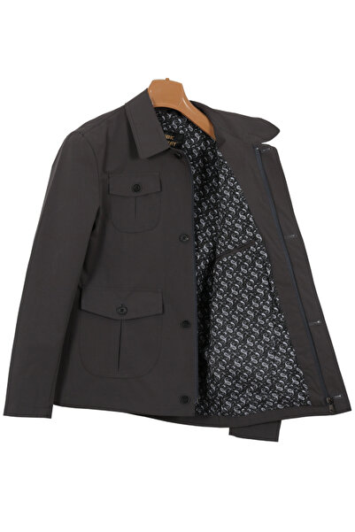 Modarar Erkek Füme Renk Keten Mont Ceket Mevsimlik Baharlık Reguler Fit Rar01297