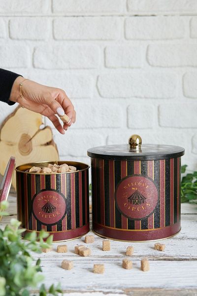 Hesaplı Kasa Festival Patterned Metal Storage Container Set - 2 Pieces (1.7 Lt - 3.5 Lt)