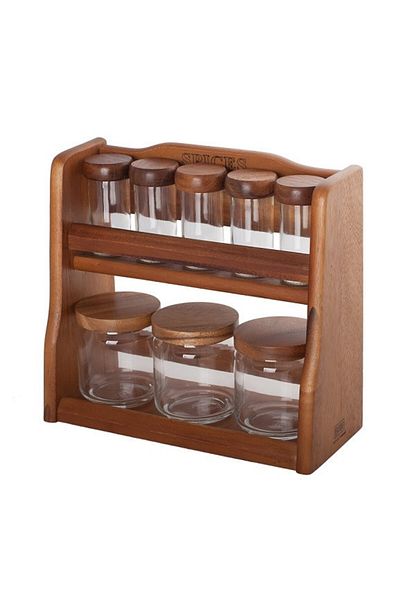Billi Multip-urpose spice rack made of natural Thai wood. 8 pieces.