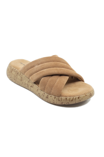 Muya A 3871027   Women's Daily Leather Slippers Tan