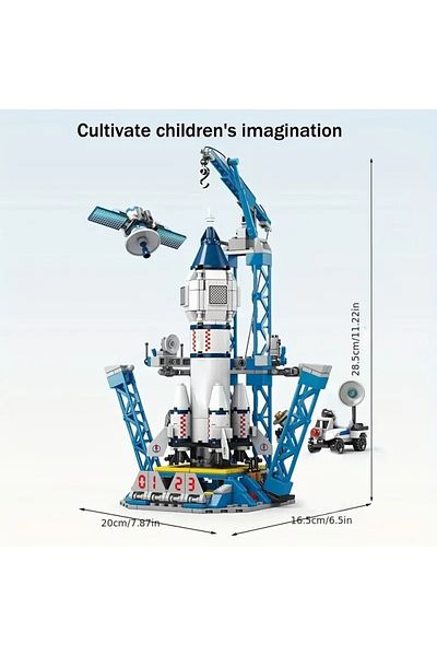 miniarpturkiye 500+ Piece Space Shuttle & Rocket Launch Center Building Toy Set - Abs Material