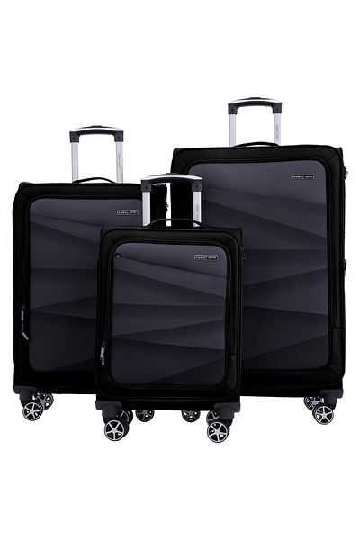 PARAJOHN Shadow 3 Pieces Set 8 Wheels Soft Luggage - Black