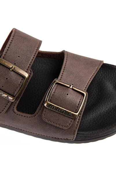 Muya A6719217 Жіночі кавові шкіряні тапочки на щодень