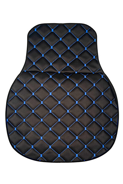 Binbir Trend غطاء مقعد مضيفة الجرار - جلد أسود مع خياطة زرقاء