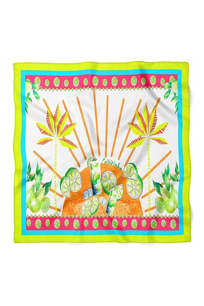 nehir eşarp Lemon Pattern Bandana Scarf 50 X 50 cm