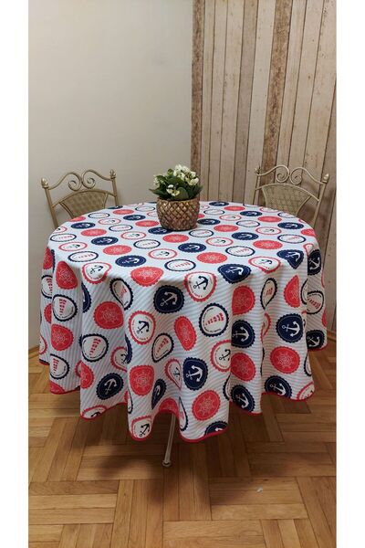 gonk Round, Sea Pattern, Duck (Liquid Pusher, Stain Proof) Fabric, Tablecloth