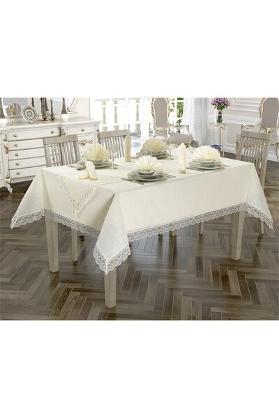 Sivalde مفرش طاولة طعام من القماش الخالي من القلق مع حافة من الجوت الكريمي