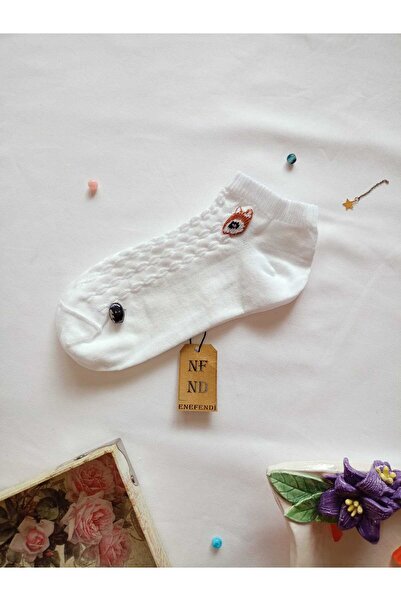 ENEFENDİ 2 чифта безшевни чорапи от мек памук, къси до глезена, с мотиви, дамски чорапи 36-40, кафе-кремави