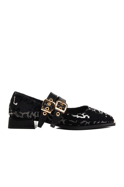 AYAKMOD Balerini de damă cu curea cu model Leopaer negru 458324   Z