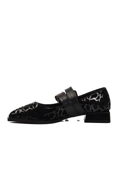 AYAKMOD Balerini de damă cu curea cu model Leopaer negru 458324   Z