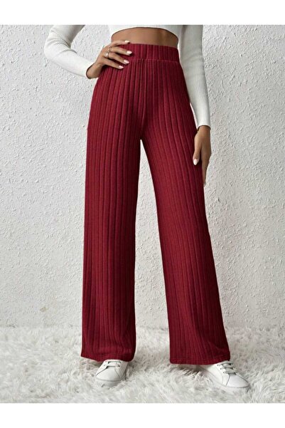 Reçel Beli Lastikli Triko Pantolon