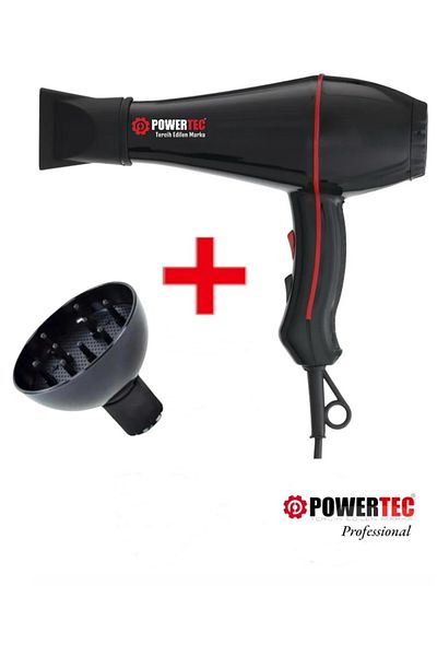 POWERTEC Tr-601 + Diffuser Volumizing Head Professional Hair Dryer & Blow Dryer (Hairdressers' Choice)