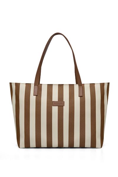 Fossil Brown Women's Line Patterned Technical Fabric Hand and Shoulder Bag 05Fo25Y5055