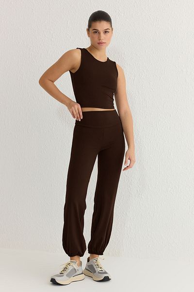 Trendyol Collection Brown Soft Fabric Reflector Printed Sporty Taki Foldable Sweatpants Thmss25Ea00004