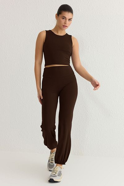 Trendyol Collection Brown Soft Fabric Reflector Printed Sporty Taki Foldable Sweatpants Thmss25Ea00004