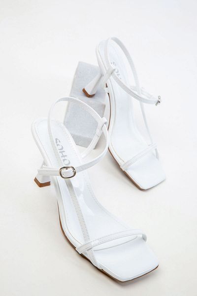 SOHO White Patent Leather Women's Classic Heeled Shoes 20390