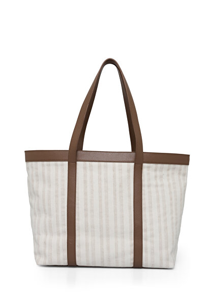 Fossil Світло-коричнева жіноча полотняна сумка з візерунком у вигляді смужки 05FO25Y5051