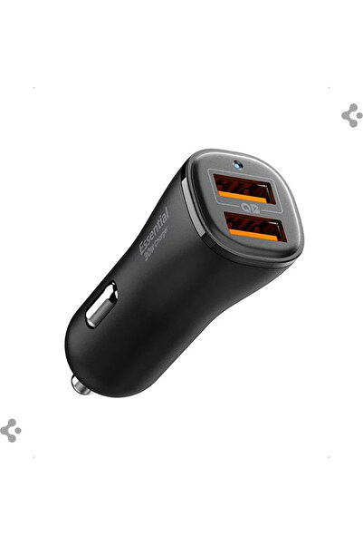 Spigen 30W USB-A 2 Port Araç içi Hızlı Şarj Aleti 18W + 12W Güç Adaptörü Çakmaklık Type-C PD - ACP08700