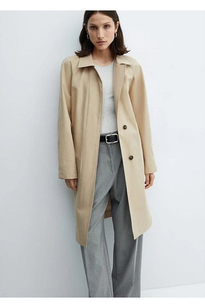 MANGO Woman Trenci din bumbac cu centura