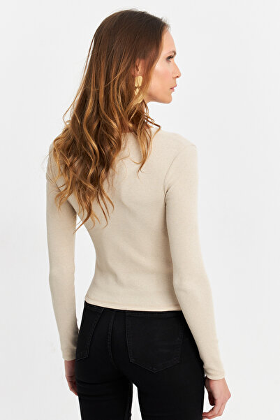 Cool & Sexy BLUZ mit gekreuztem Kragen und Knopfzubehör