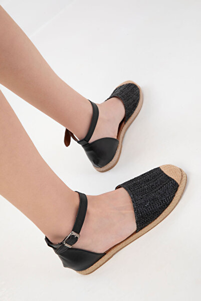 SOHO Black Straw Women's Sandals 20453